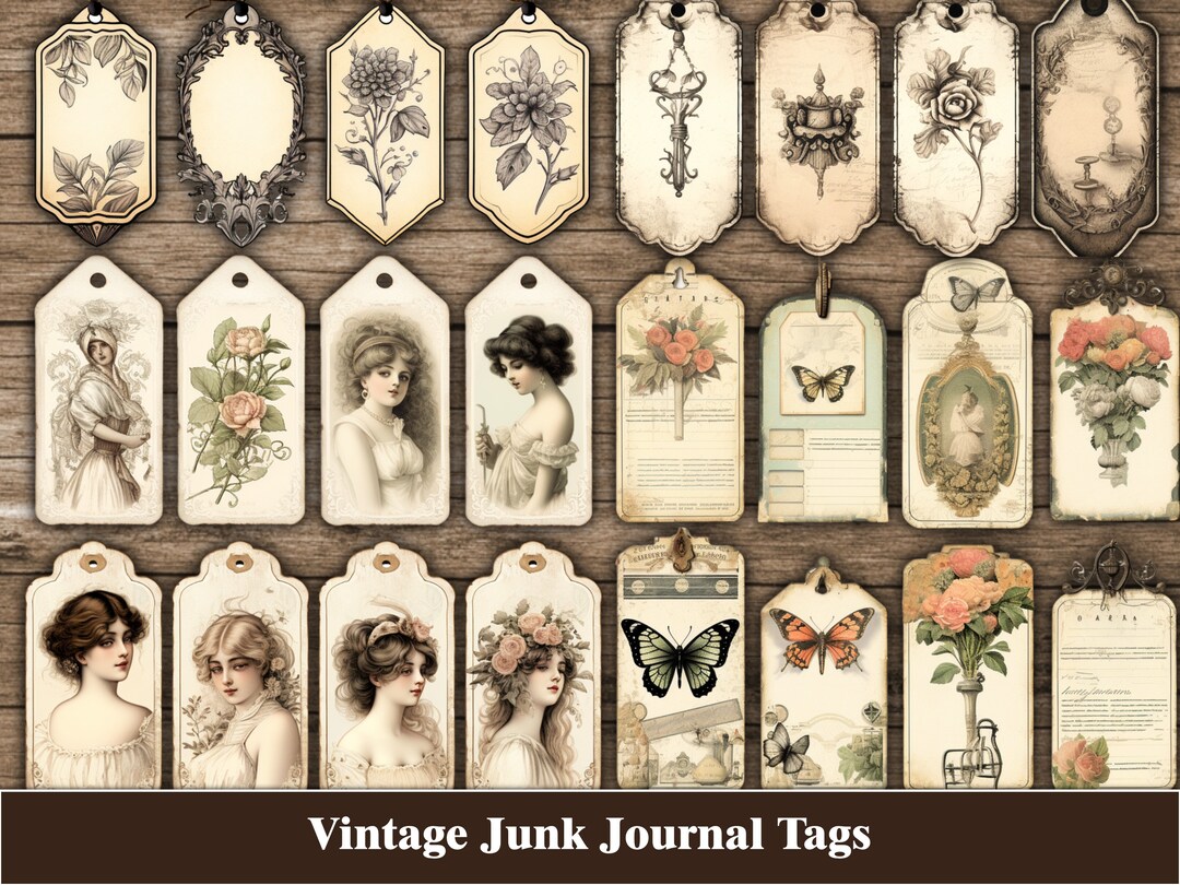 Junk Journal Tags Labels Ephemera Printable Fussy Cut Craft Supplies ...