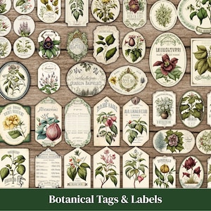 Junk Journal-tags | Vintage Tags Afdrukbare Scrapbooking Tags Digitale Botanische Junk Journal Supplies| Junk Journal-labels, plakboeklabels
