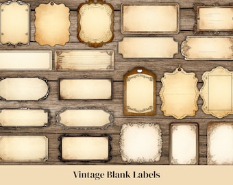 Printable Blank Labels, Junk Journal Labels Tags, Vintage Ephemera Bundle For Junk Journals Scrapbook Labels Words Essentials Embellishments