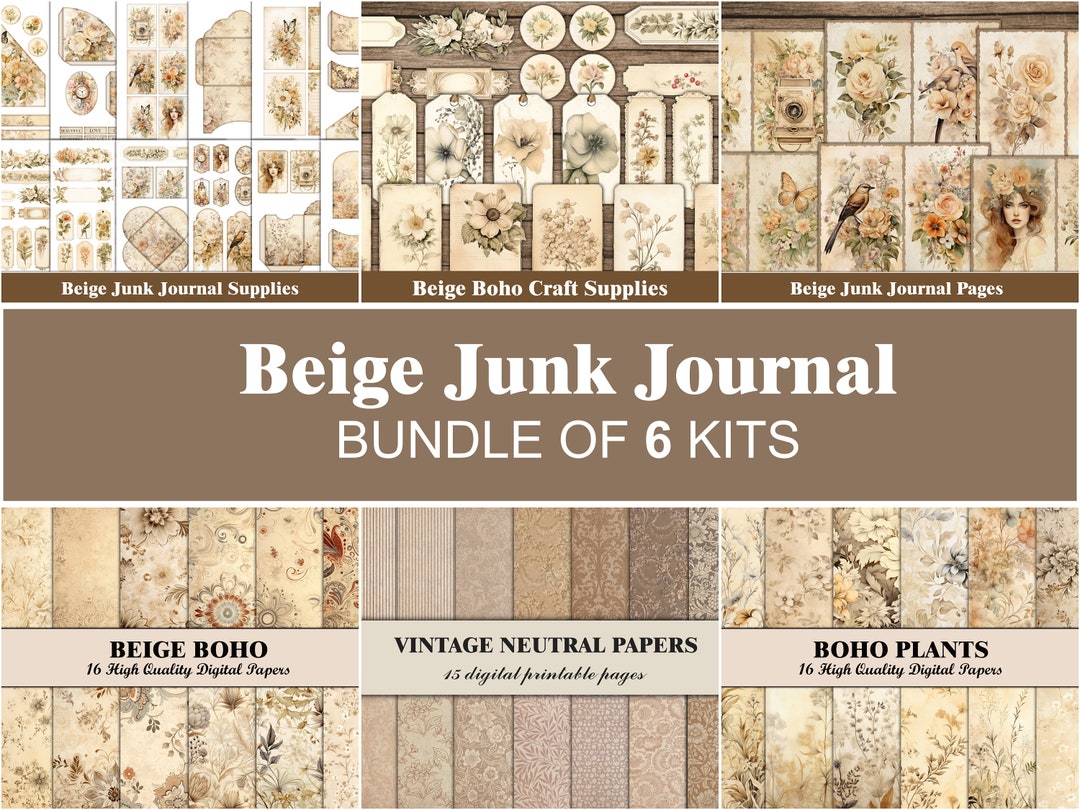 Boho Junk Journal Kit Floral Neutral Junk Journal Nature Printable ...