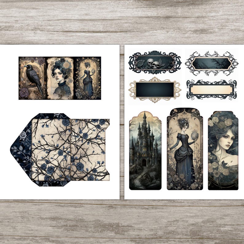 Dark Gothic Junk Journal Kit Victorian Black Ephemera Halloween Junk ...