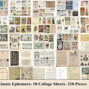 Ephemera For Junk Journals, Vintage Ephemera Pack, Ephemera Bundle, Old Papers, Postcards, Letters, Cabinet Cards, Old Maps, Scrapbook Kit image 9