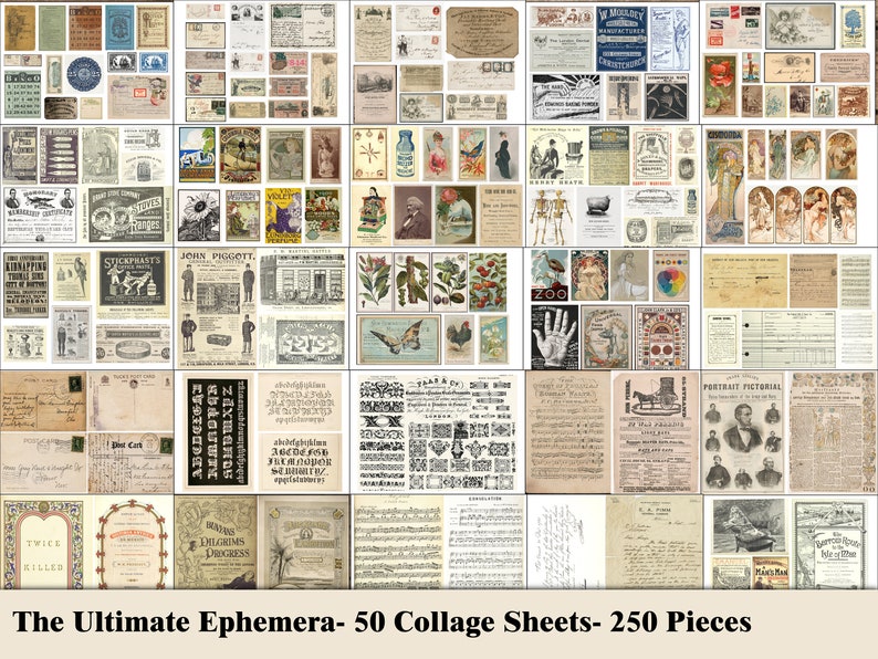 Ephemera For Junk Journals, Vintage Ephemera Pack, Ephemera Bundle, Old Papers, Postcards, Letters, Cabinet Cards, Old Maps, Scrapbook Kit image 9