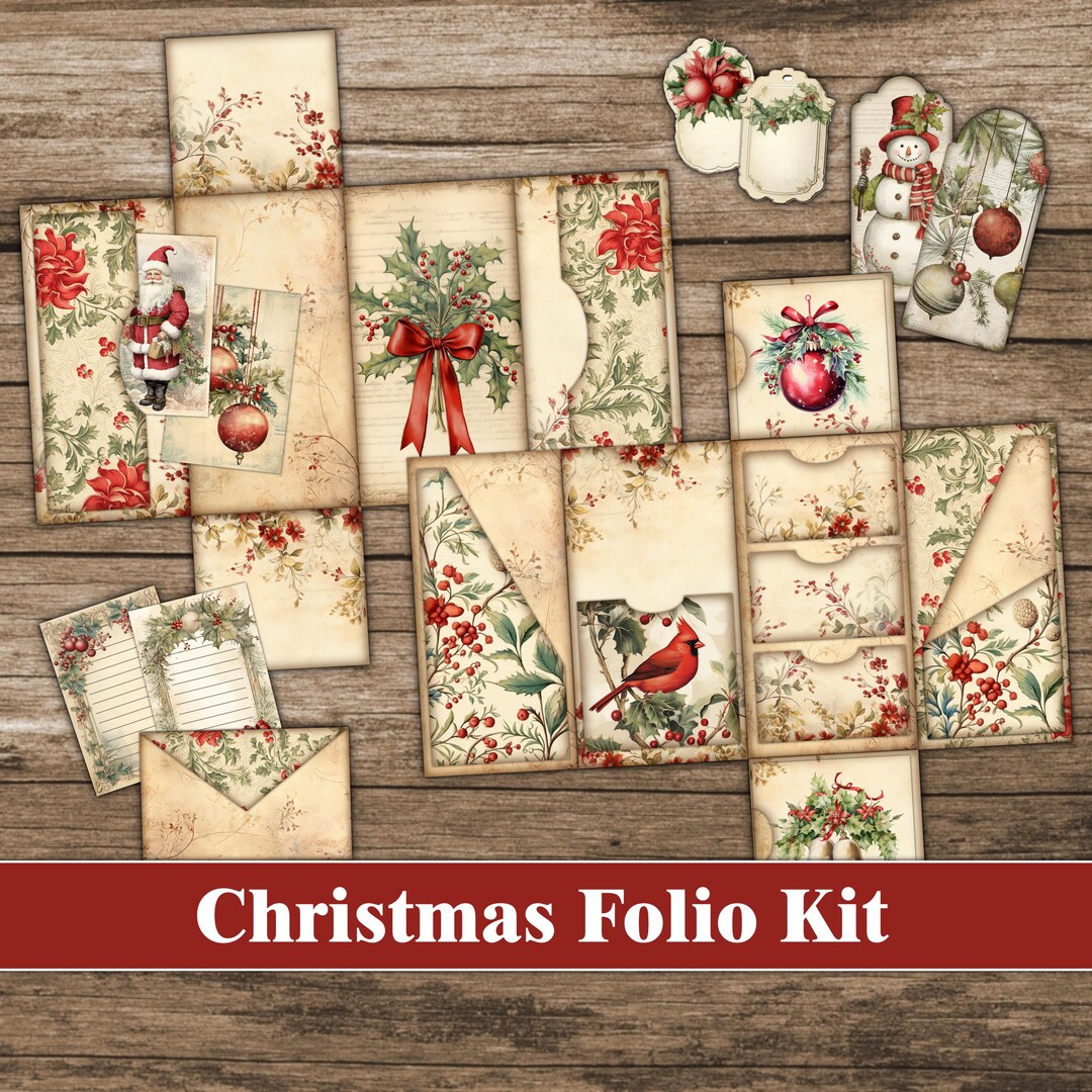 Christmas Junk Journal Folio Kit Bundle Winter Junk Journal Pages ...