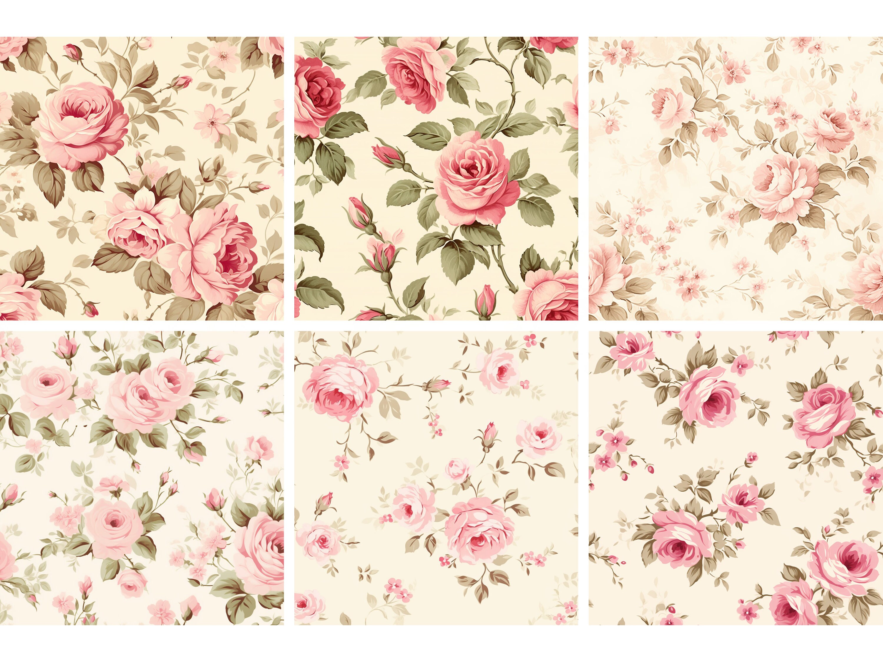 Seamless Floral Pattern Rose Scrapbook Paper Cute Shabby Chic Junk ...