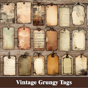 Grungy Junk Journal Tag Effimeri stampabili Industrial Junk Journal Tag Etichette Download digitale Scrapbook Vintage Forniture Grunge vecchia carta