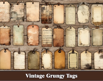 Grungy Junk Journal Tags Printable Ephemera Industrial Junk Journal Tags Labels Digital Download Vintage Scrapbook Supplies Grunge Old Paper