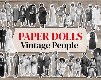 Paper Dolls Printable Paper Dolls Digital Paper Dolls Vintage, Fussy Cut People, Fussy Cut Ephemera, Junk Journal Kit, Cutouts People