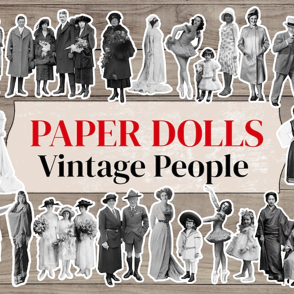 Paper Dolls Printable Paper Dolls Digital Paper Dolls Vintage, Fussy Cut People, Fussy Cut Ephemera, Junk Journal Kit, Cutouts People