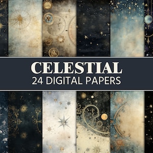 Hemelse Scrapbook Papier Junk Journal Maan Digitaal Papier Ephemera Lunar Junk Journal Papier Astrologie Donkere Astronomie Sterren Craft Supplies