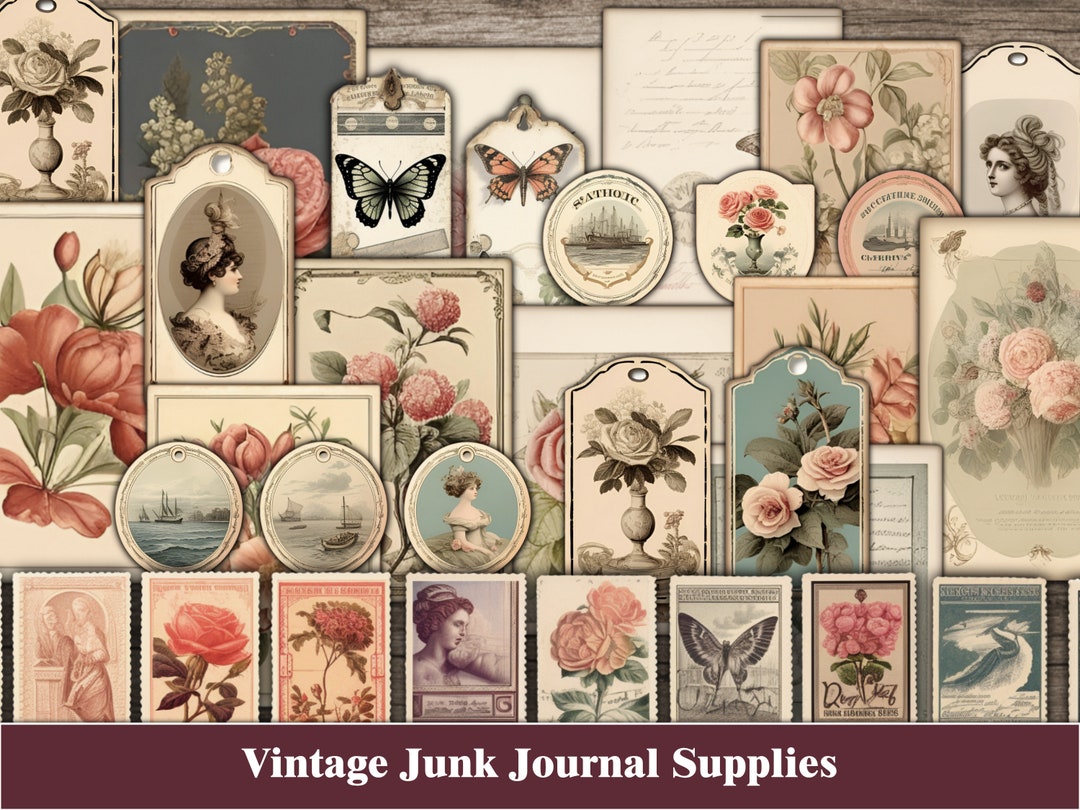 Junk Journal Ephemera Tags Labels Cards Printable Fussy Cut Craft ...