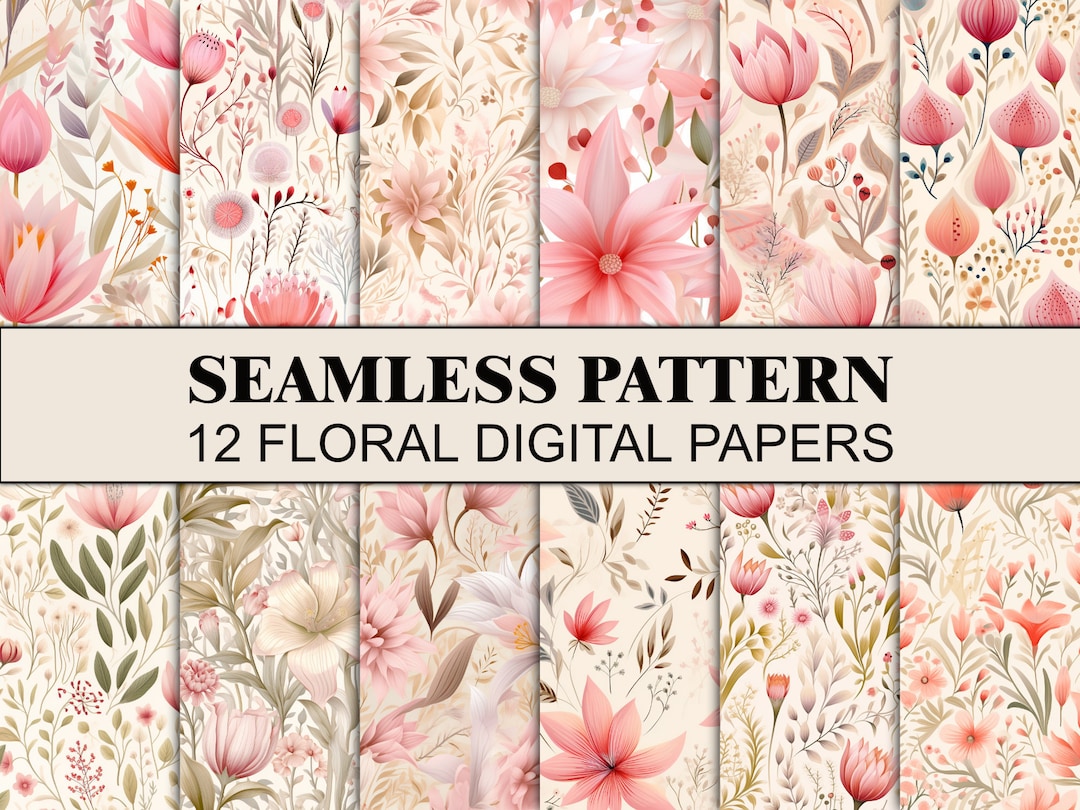 Pink Seamless Rose Floral Pattern Scrapbook Paper Cute Botanical Shabby ...