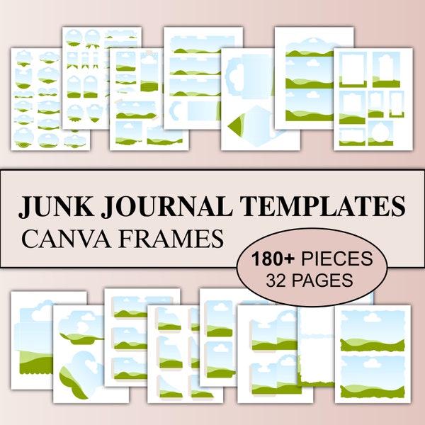 Modèles de journal indésirable Kit de cadres Canva Modèle Folio Modèle d’enveloppe Étiquettes Étiquettes Cartes de cadre Canva Kit de journal indésirable Fournitures artisanales