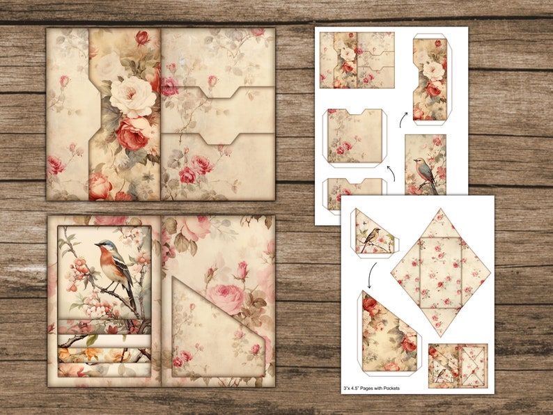 Floral Junk Journal Kit Shabby Chic Junk Journal Folio Rose - Etsy