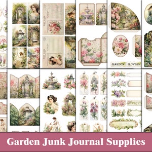 Garden Junk Journal Supplies Floral Junk Journal Kit Victorian Rose Pink Nature Printable Botanical Ephemera Scrapbook Craft Supplies