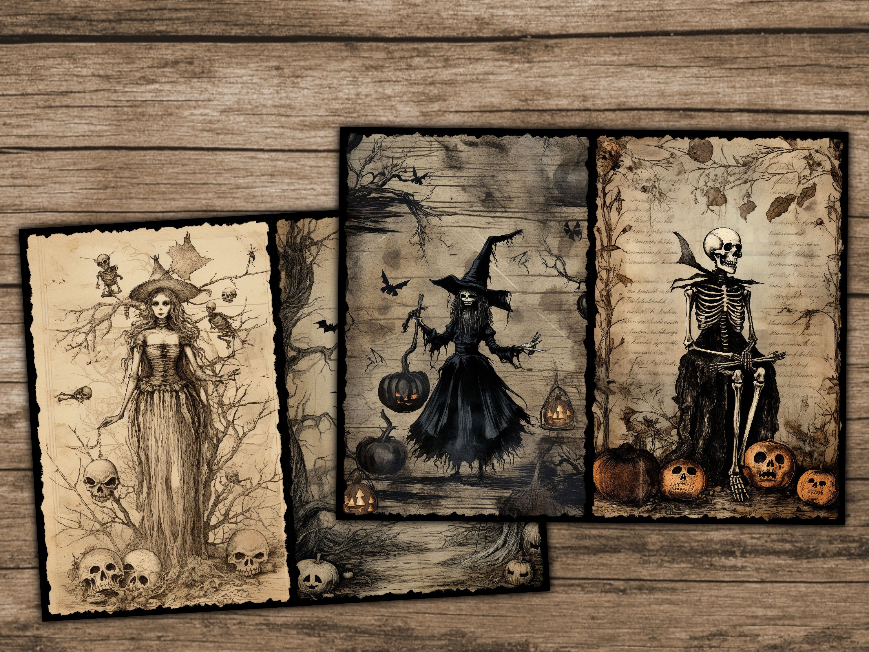 Halloween Junk Journal Pages, Halloween Digital Scrapbook Paper ...