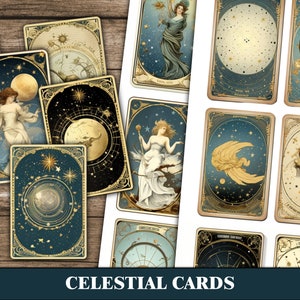 Moon Junk Journal Ephemera Afdrukbare versieringen Hemelse kaarten Tags Digitale Download Astrologie Dark Junk Journal Astronomie Scrapbook
