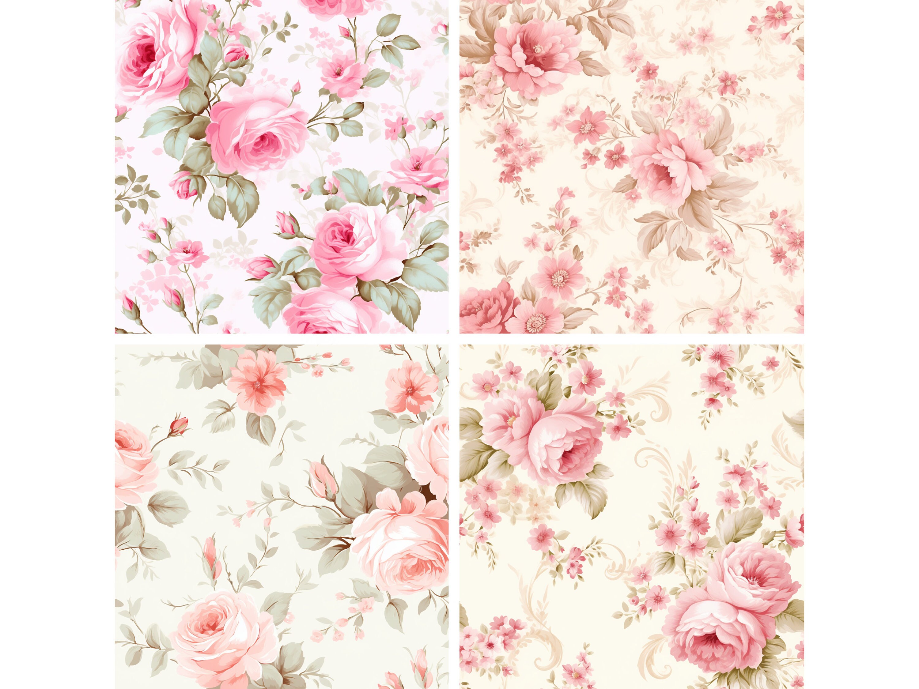 Seamless Floral Pattern Rose Scrapbook Paper Cute Shabby Chic Junk ...