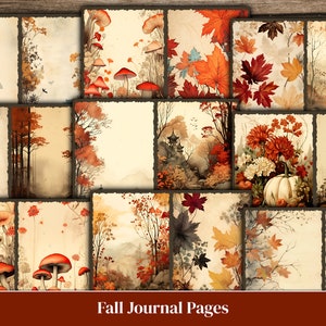 Fall Junk Journal Pages, Autumn Journals Paper, Fall Digital Scrapbook Paper, Vintage Old Papers, Pages For Journals, Autumn Pattern