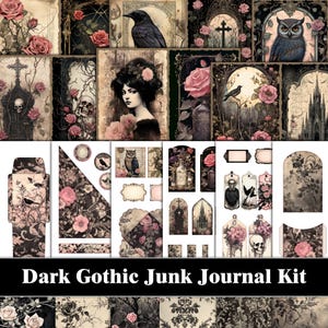 Dark Floral Gothic Junk Journal Kit Victorian Pink Roses Black Halloween Junk Journal Pages Mystical Witch Scrapbook Ephemera Craft Supplies