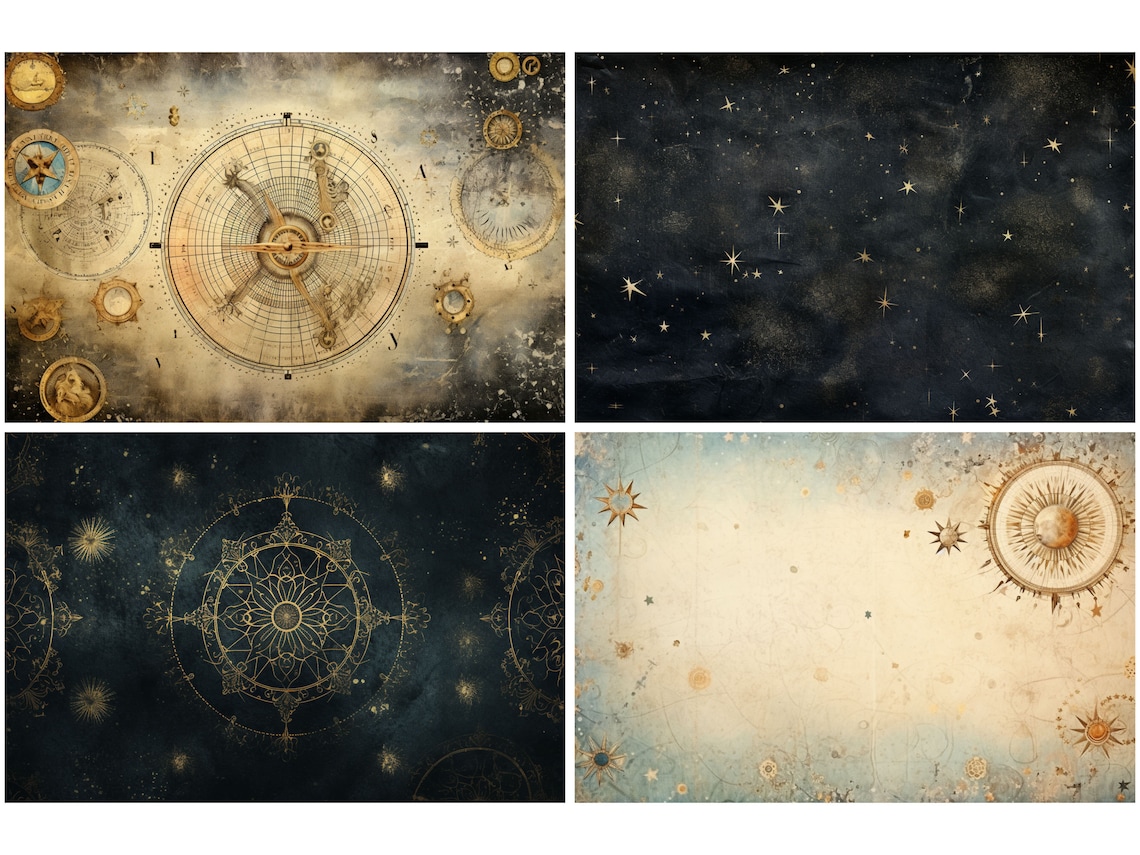 Celestial Scrapbook Paper Junk Journal Moon Digital Paper Ephemera ...