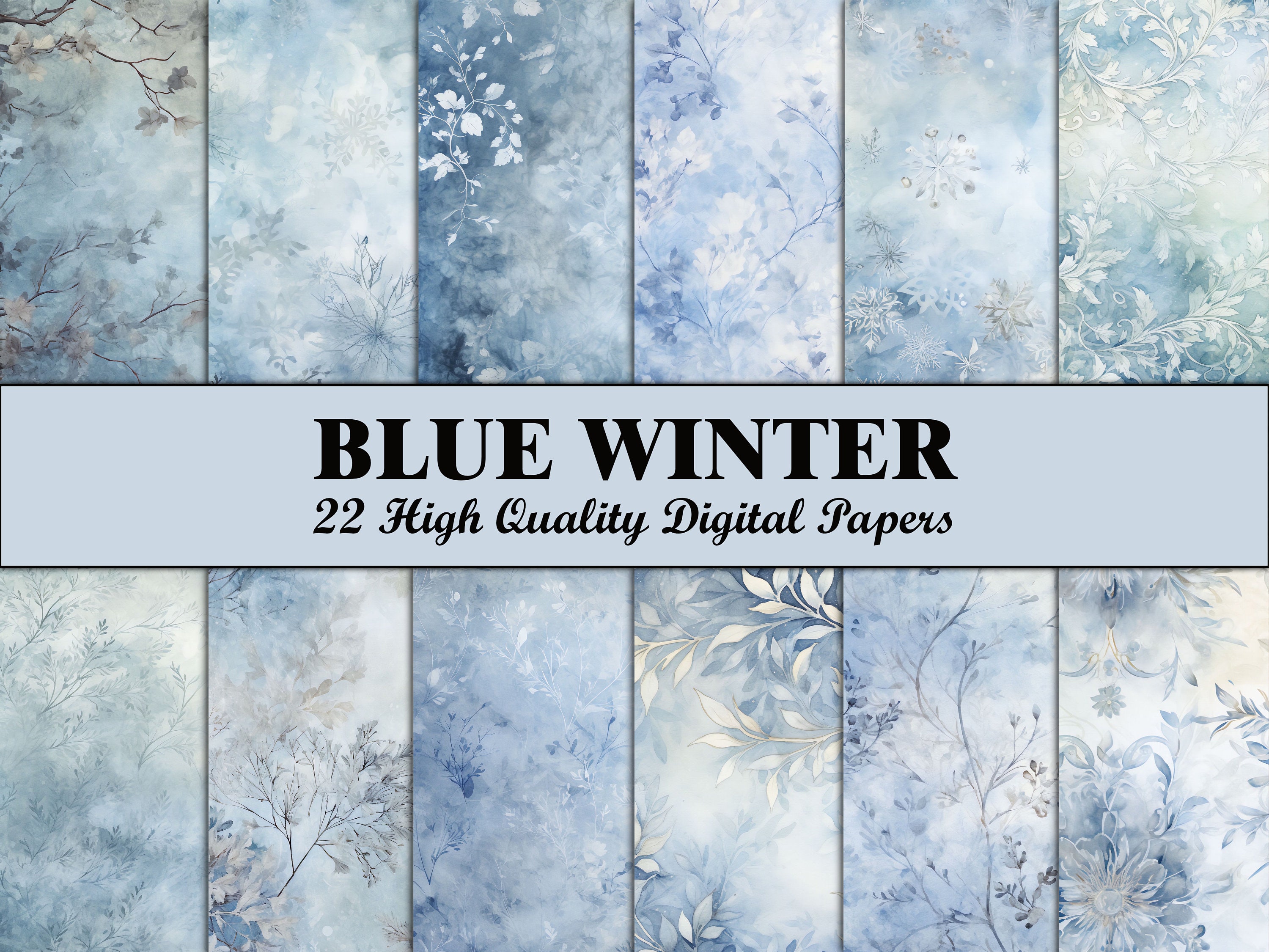 Winter Scrapbook Paper Blue Junk Journal Pages Winter Snowflake Junk ...