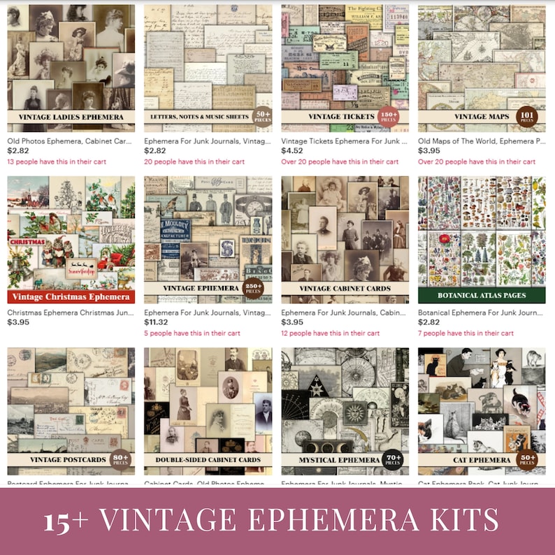 Entire Shop Junk Journal Bundle Printables Ephemera Junk Journal Kit ...
