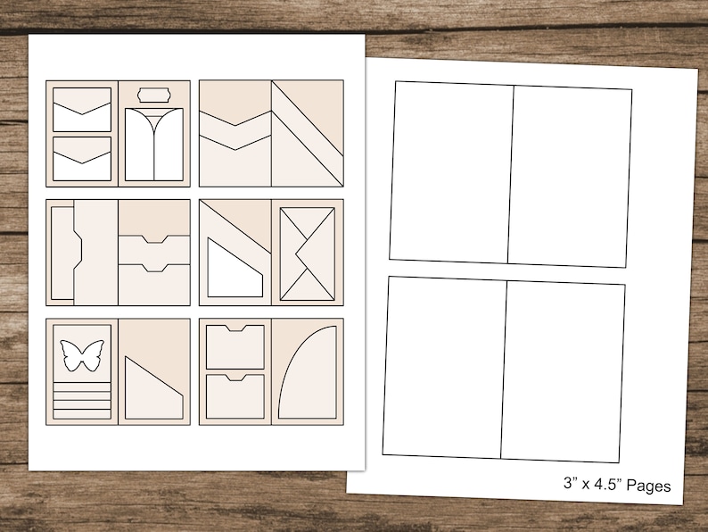 May include: Printable planner pages with a variety of layouts, including a butterfly design, a grid, and a section for notes. The pages are designed for use with a 3 x 4.5 inch planner.