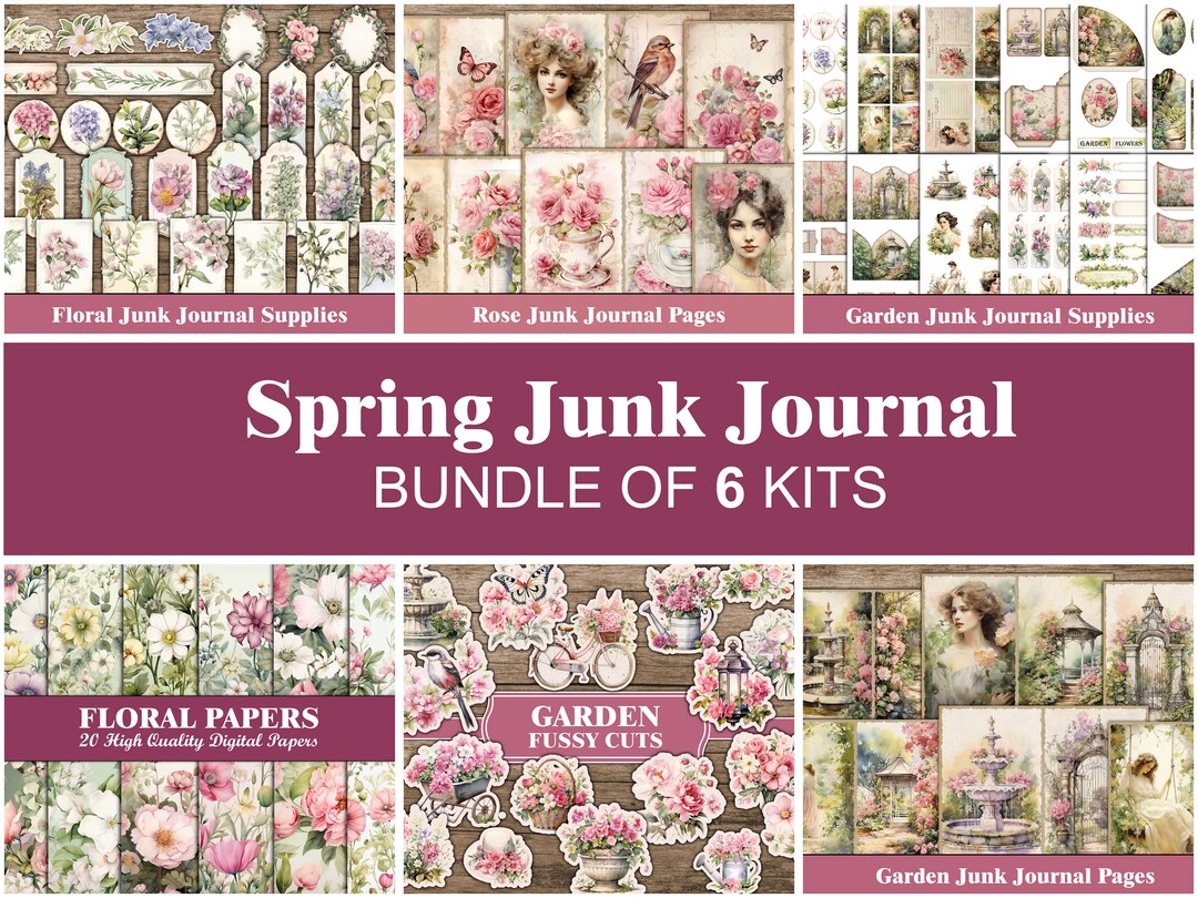 Spring Floral Junk Journal Kit Garden Flowers Junk Journal Rose ...