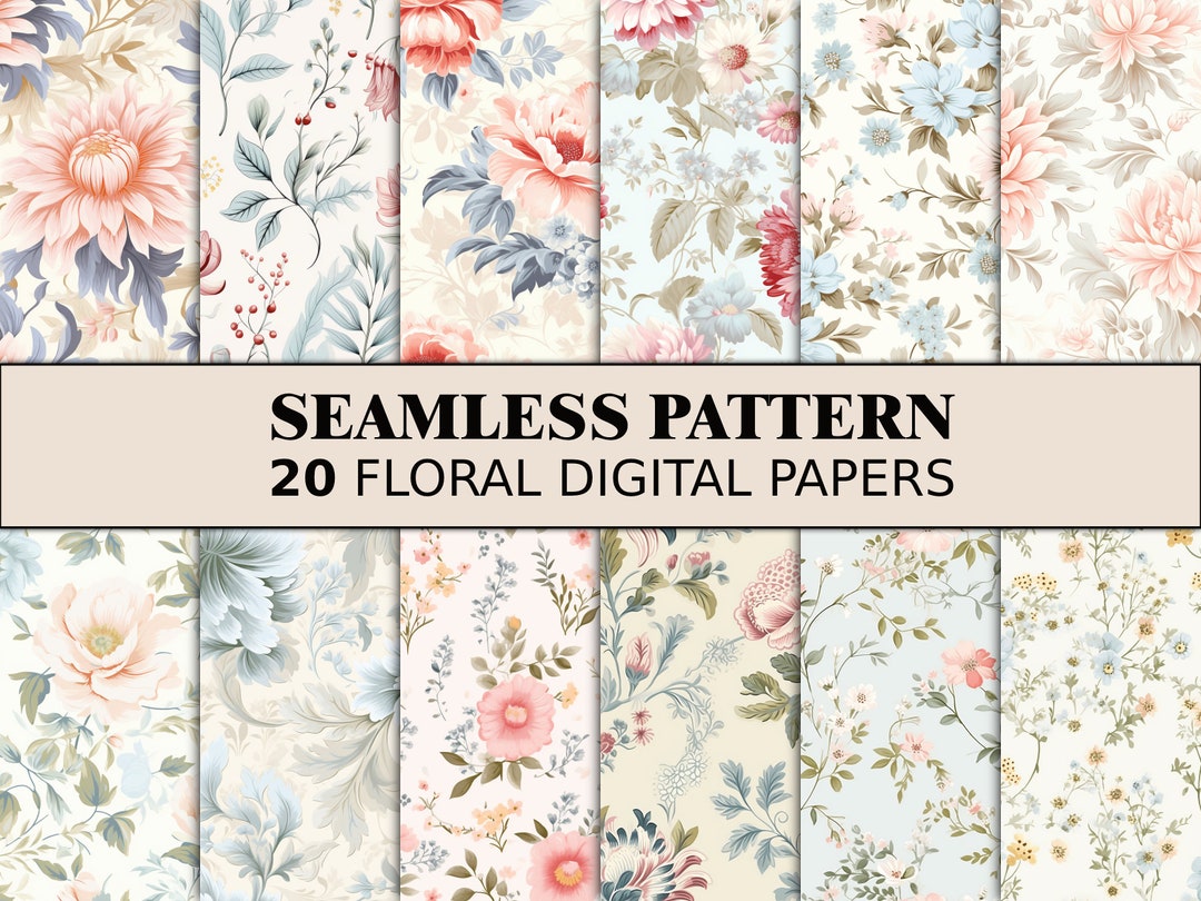 Seamless Floral Pattern Rose Scrapbook Paper Cute Pastel Shabby Chic ...