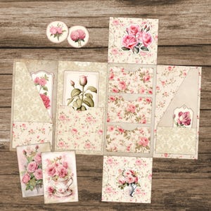 Rose Shabby Chic Folio Kit Floral Cute Junk Journal Kit Pink Folio ...