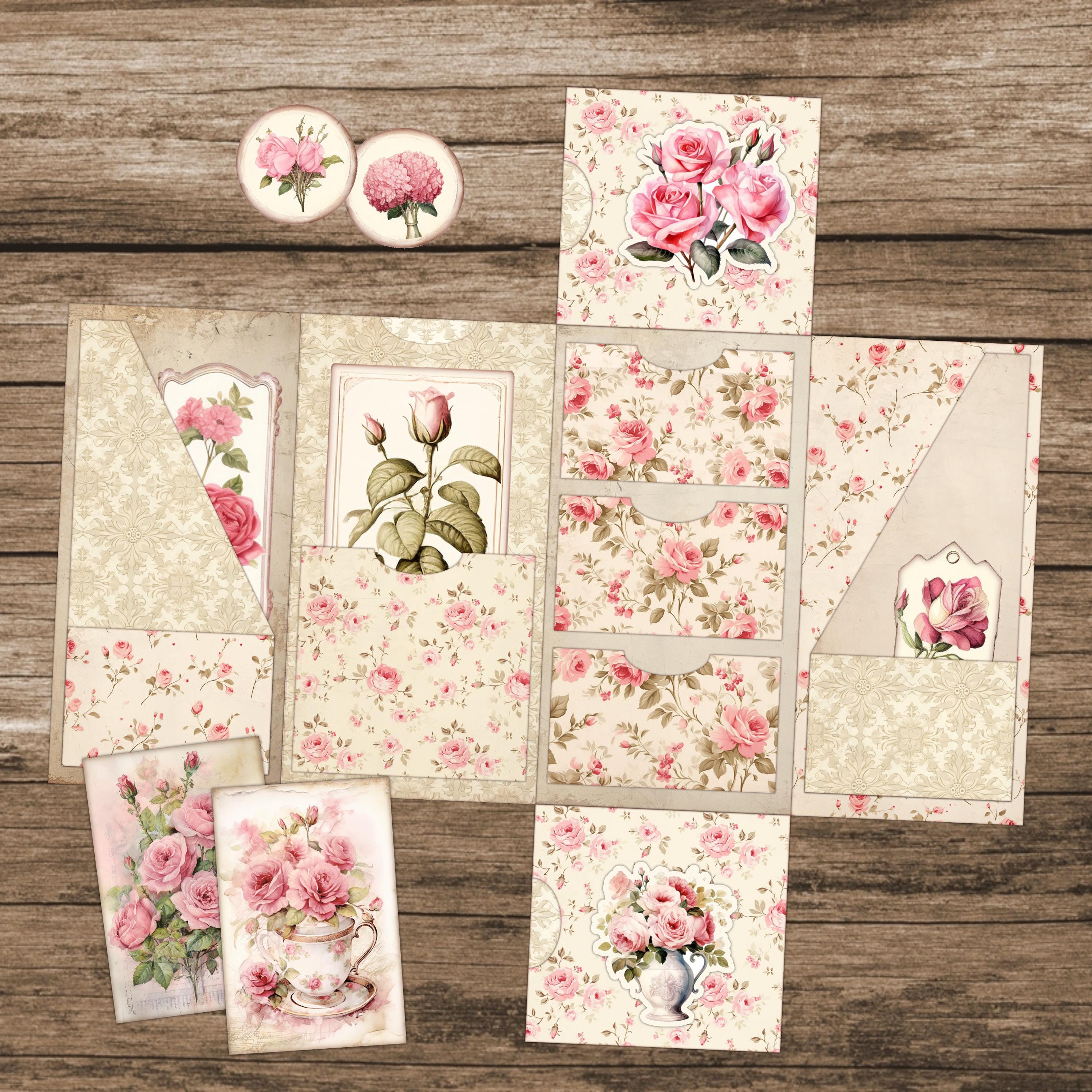Rose Shabby Chic Folio Kit Floral Cute Junk Journal Kit Pink Folio ...