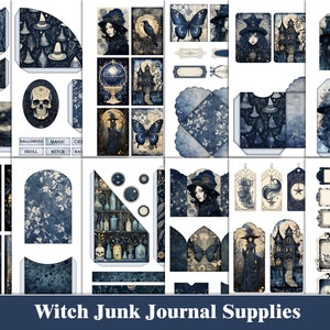 Witch Junk Journal Supplies Witchy Halloween Magic Junk Journal Kit Magic Celestial Halloween Scrapbook Ephemera Dark Academy Craft Supplies