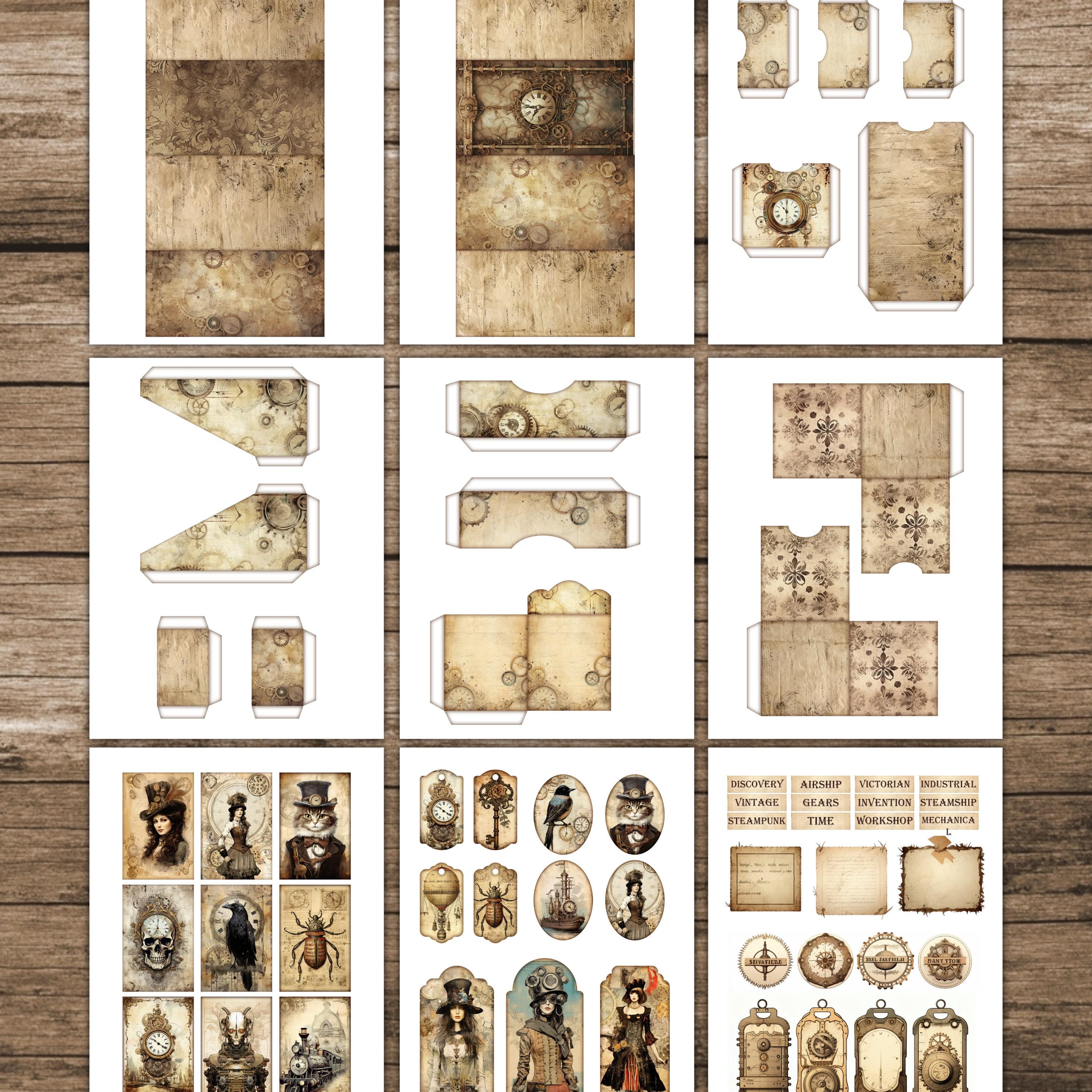 Steampunk Folio Kit Steampunk Junk Journal Grungy Printable Ephemera ...