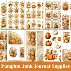 Fall Junk Journal Supplies Pumpkin Junk Journal Tags Cards Orange Ephemera Digital Autumn Scrapbook Paper Fall Fussy Cuts Craft Supplies