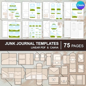 Puede incluir: Un conjunto de 75 plantillas de diario de chatarra imprimibles en formato PDF lineal y Canva. Las plantillas presentan una variedad de diseños, que incluyen sobres, etiquetas, bolsillos y cajas. Las plantillas son perfectas para agregar un toque personal a tu diario de chatarra.