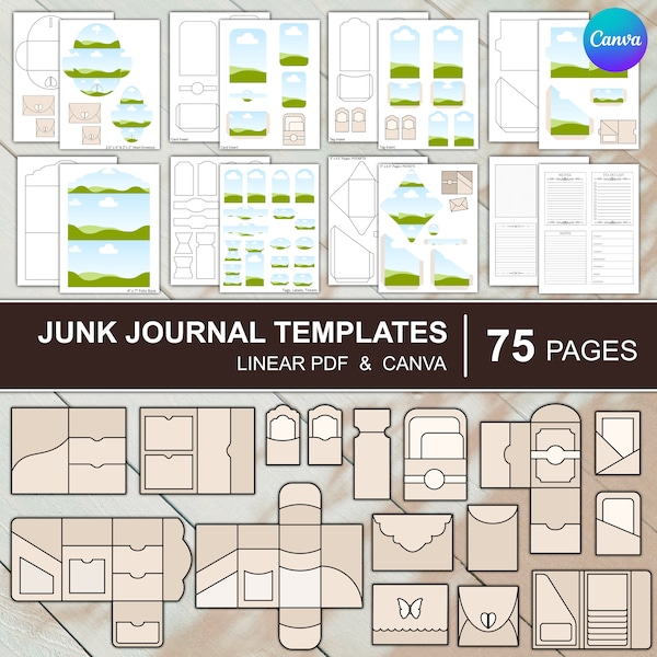 Junk Journal Templates Canva Frames Mega Kit Folio Template Envelope Canva Template Tags Template  Cards Tabs | png, svg, pdf, psd, eps, af