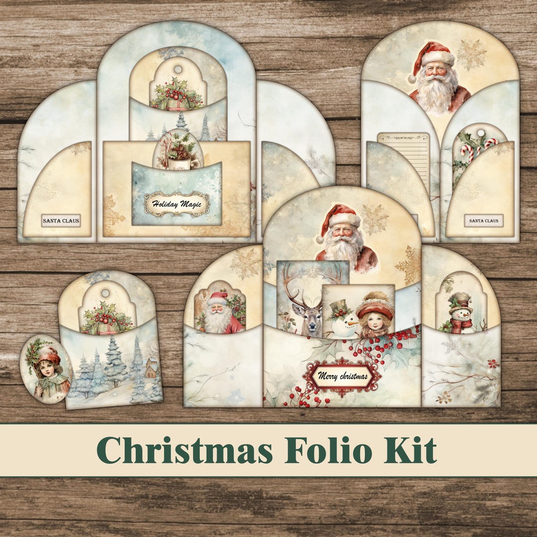 Christmas Junk Journal Folio Kit Bundle Winter Junk Journal Insert ...