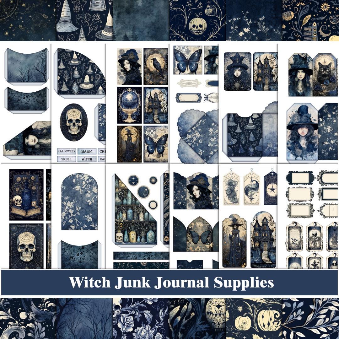 Witch Junk Journal Kit Bundle Celestial Witchy Moon Ephemera Printable ...