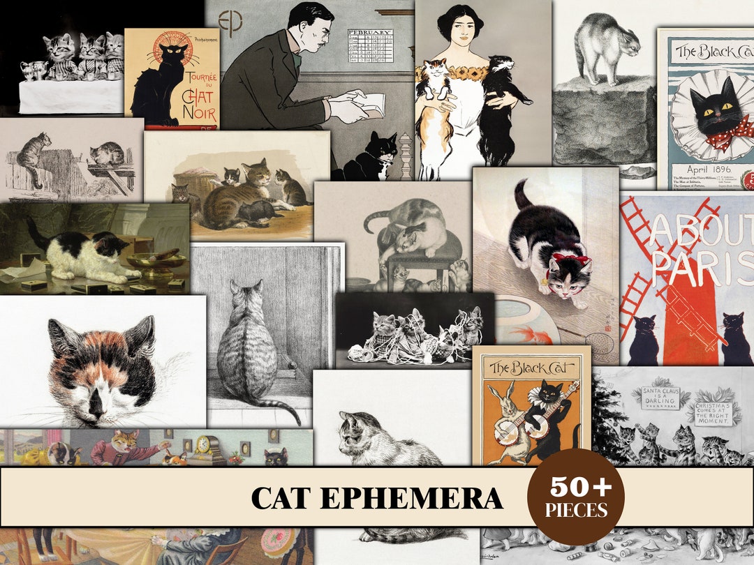 Cat Ephemera Pack, Cat Junk Journal Kit, Ephemera for Junk Journals ...