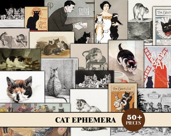 Cat Ephemera Pack, Cat Junk Journal Kit, Ephemera For Junk Journals, Junk Journal Supply, Ephemera Bundle, Collage Sheet, Cat Scrapbook
