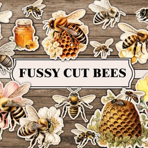 Kieskeurige bijen | Bee Junk Journal Kit, Bee Printables, Fussy Cuts Ephemera voor Junk Journals, Bee Afbeeldingen, Benodigdheden, Versieringen Scrapbook
