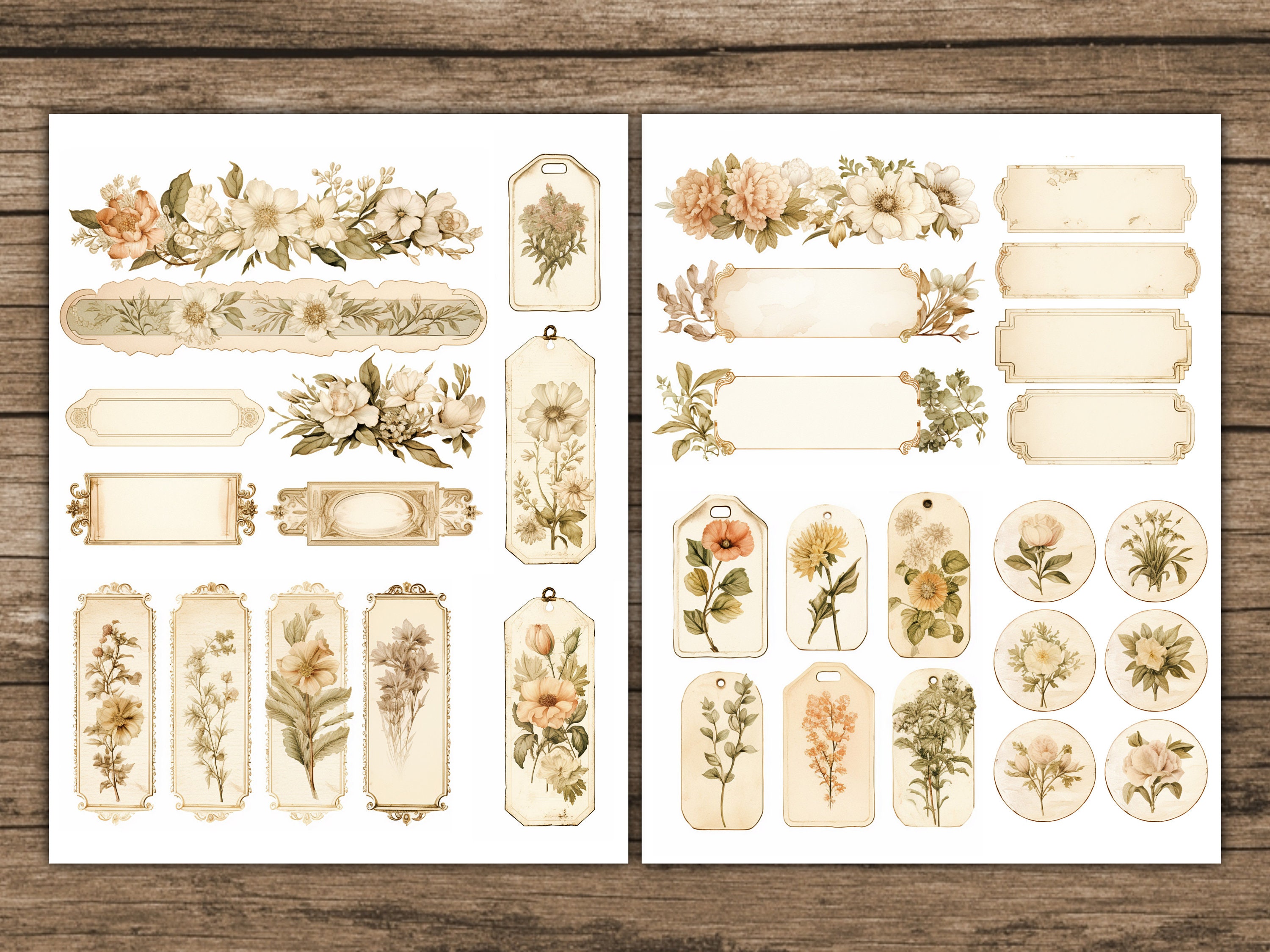 Boho Junk Journal Kit Floral Neutral Junk Journal Rose Nature Printable ...