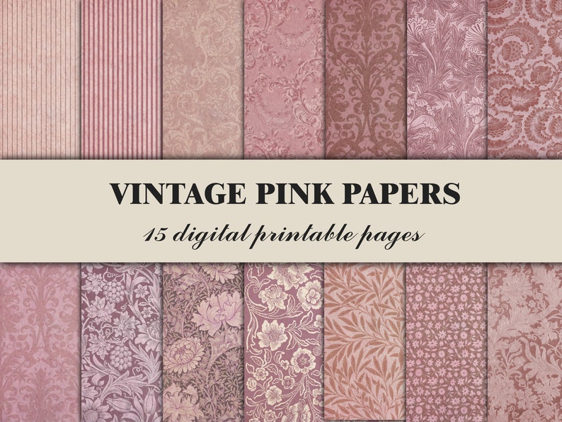 Vintage Pink Scrapbook Paper Floral Ornamental Pattern Rose Etsy
