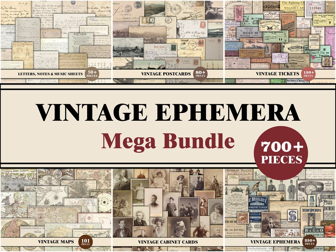 Ephemera for Junk Journals, Vintage Ephemera Pack, Ephemera Bundle, Old ...
