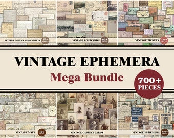 Éphémères pour journaux indésirables, pack éphémère vintage, paquet éphémère, vieux papiers, cartes postales, lettres, cartes de cabinet, cartes anciennes, kit de scrapbooking