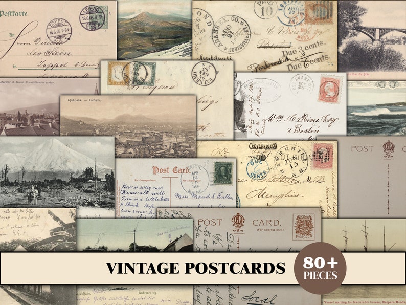 Ephemera For Junk Journals, Vintage Ephemera Pack, Ephemera Bundle, Old Papers, Postcards, Letters, Cabinet Cards, Old Maps, Scrapbook Kit image 5