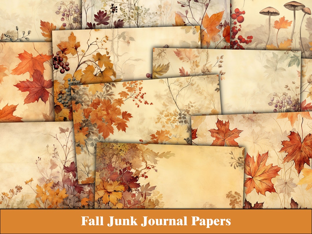 Fall Junk Journal Pages Autumn Scrapbook Paper Orange Digital Paper ...