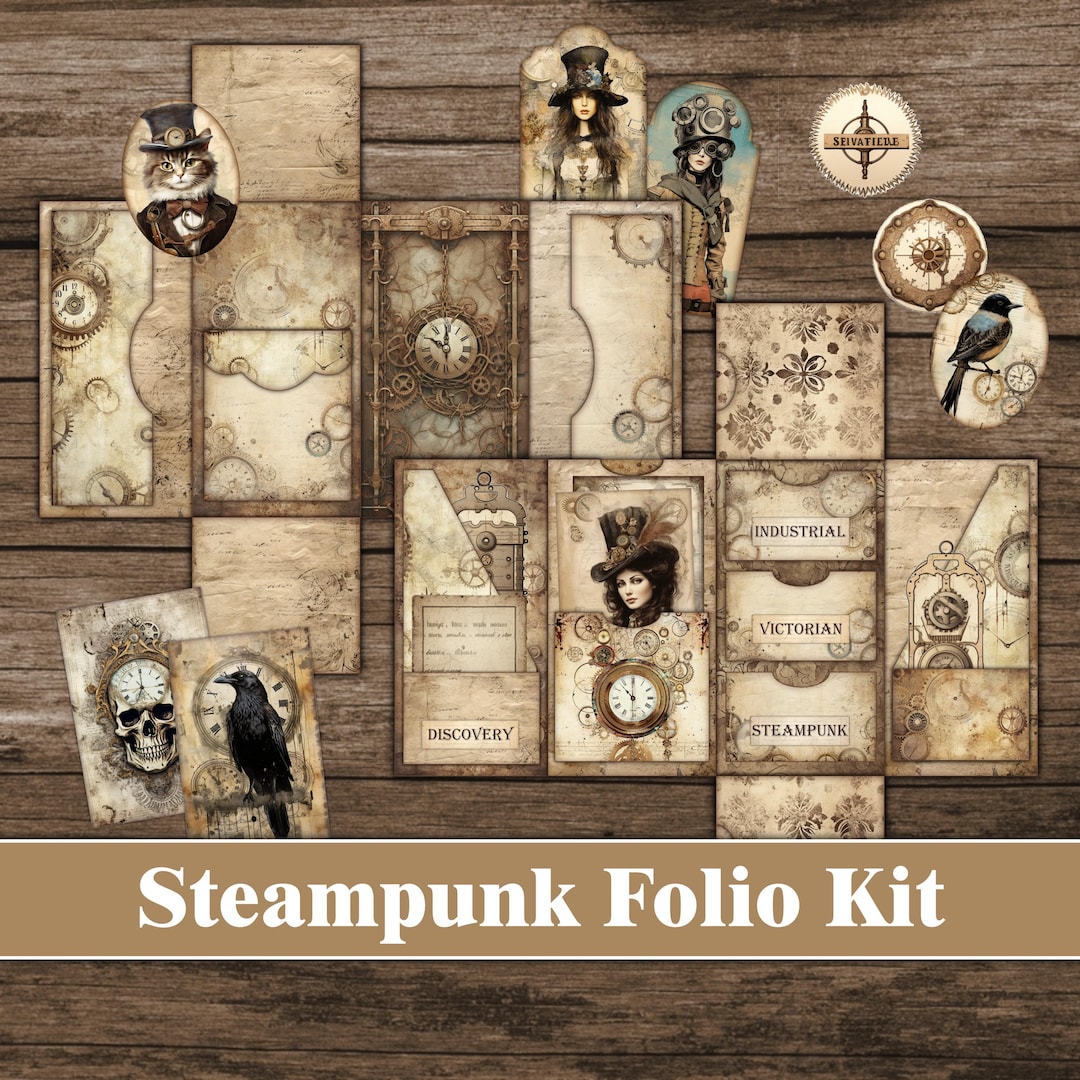 Steampunk Folio Kit Steampunk Junk Journal Grungy Printable Ephemera ...