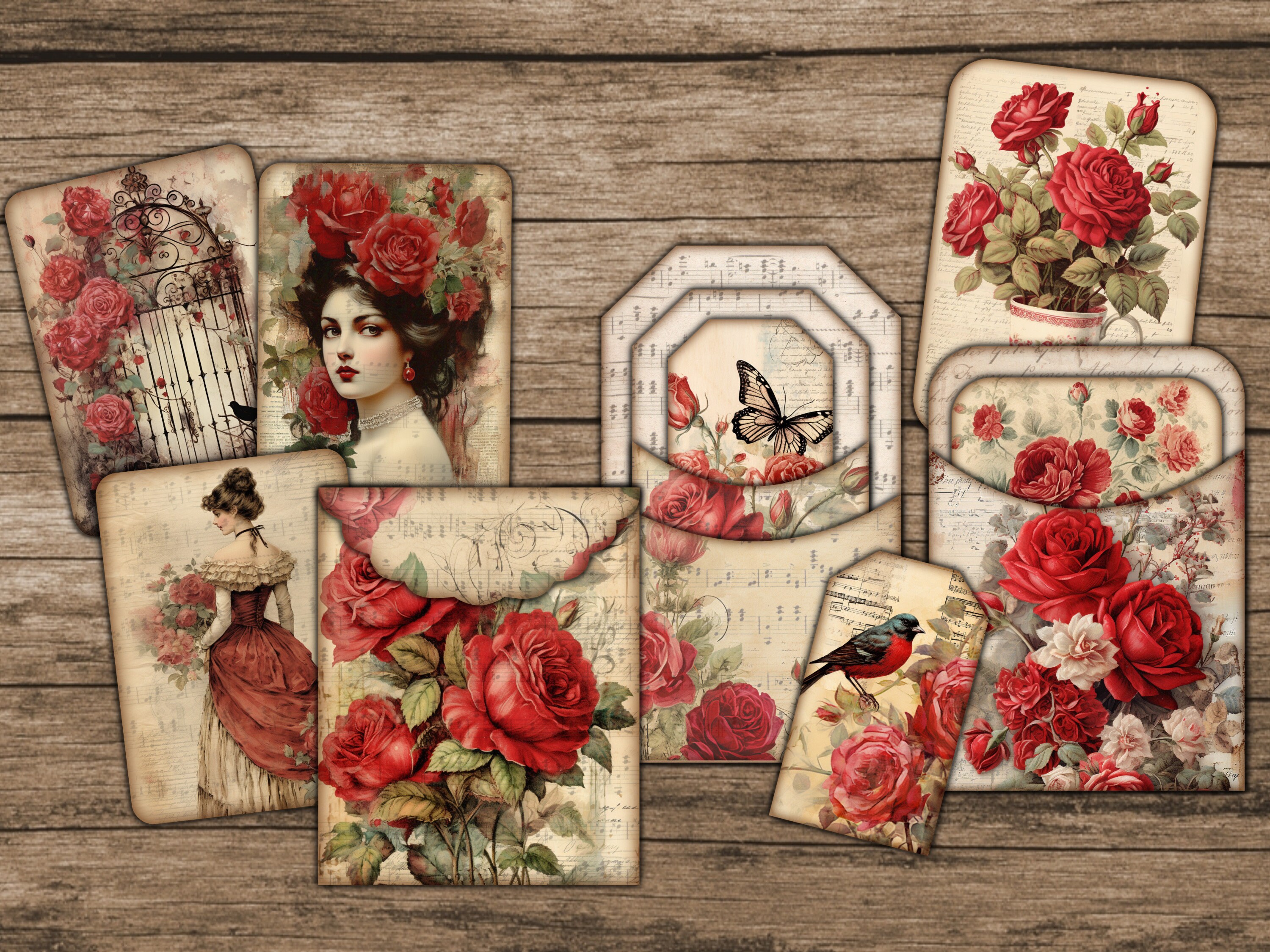 Victorian Rose Junk Journal Kit Printable Ephemera Floral Junk Journal ...